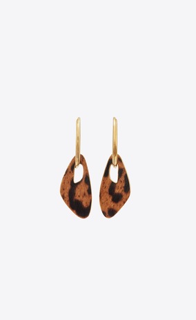 SAINT LAURENT Earrings Woman Animal bracelet in gold metal and leopard-print fur a_V4